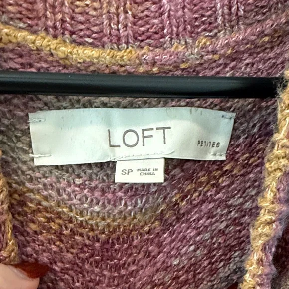 LOFT Purple and Gold Knit Sweater Dress - Picture 2 of 4